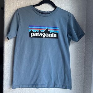 Patagonia Classic Kids Blue Organic Cotton Graphic T-Shirt Youth XL